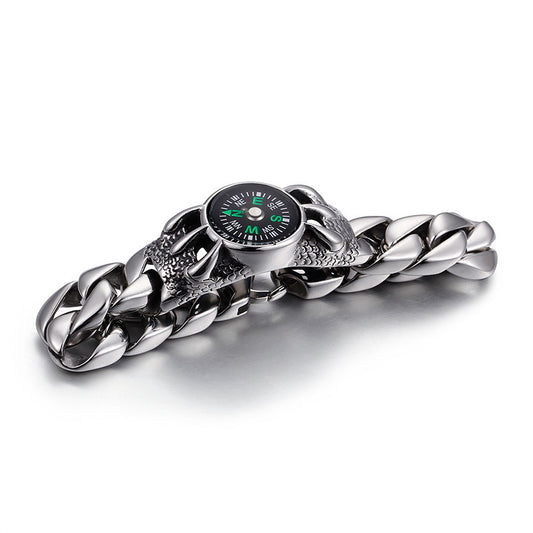 Men's Retro Compass Bracelet - European and American Hipster Fashion Jewelry for Outdoor Adventures