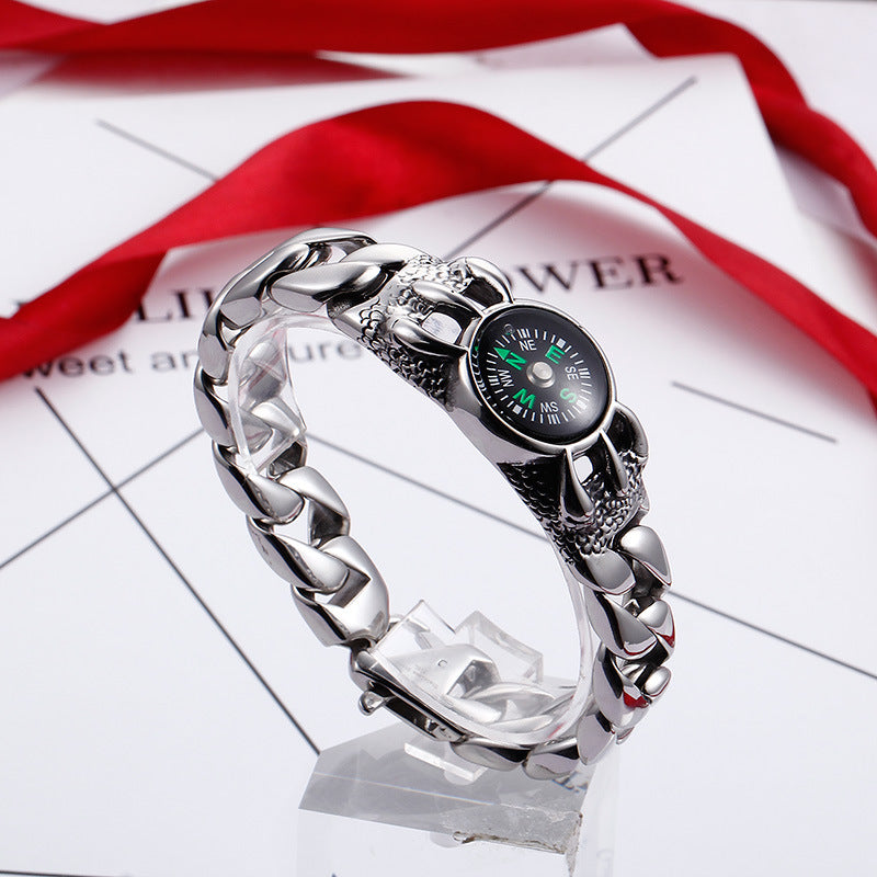 Men's Retro Compass Bracelet - European and American Hipster Fashion Jewelry for Outdoor Adventures