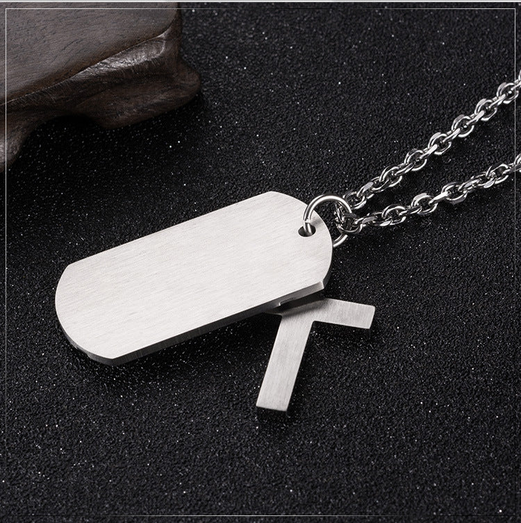Titanium Steel Cross Pendant Korean Men's Two-in-One Necklace