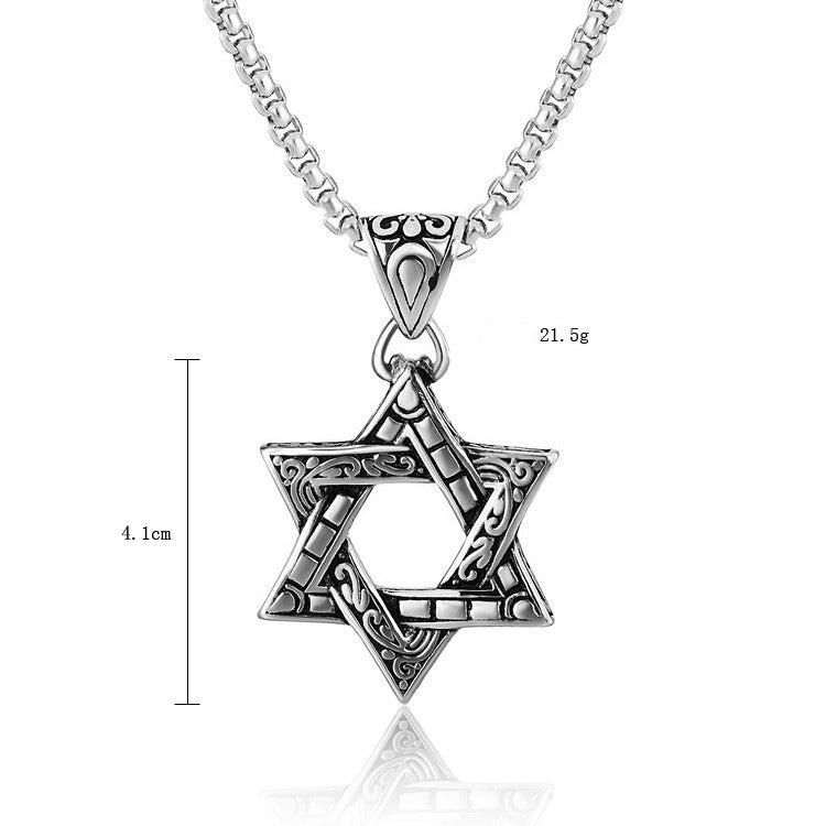Premium Hexagram Titanium Steel Pendant Unisex Necklace With Protection Statement By Planderful Everyday Genie