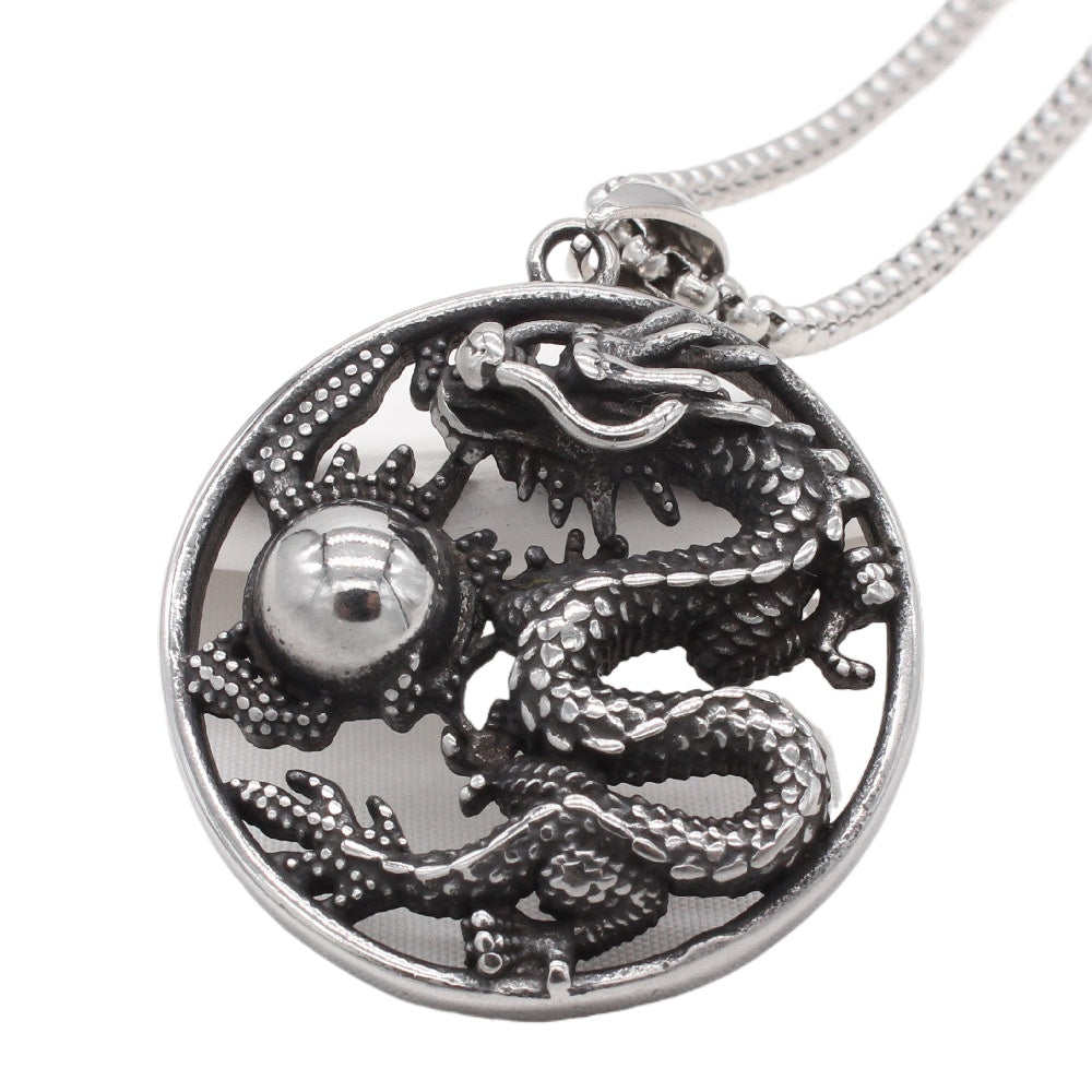 Dragon Pendant Necklace For Men Unisex Titanium Steel Protection Charm Planderful Everyday Genie