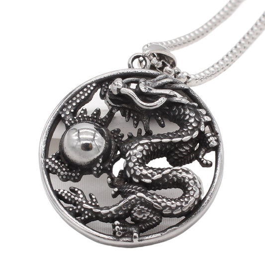 Dragon Pendant Necklace For Men Unisex Titanium Steel Protection Charm Planderful Everyday Genie