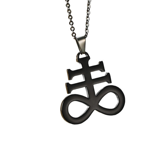 Listed Satan Cross Stainless Steel Satan Pendant Black Necklace