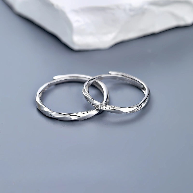 Sterling Silver Möbius Couple Ring — Adjustable