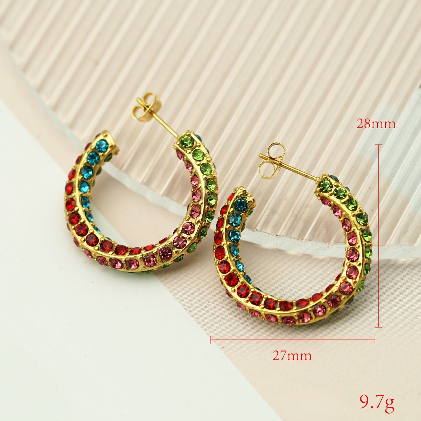Planderful Everyday Genie Gold Plated Dense Inlaid Colored Zircon Earrings Versatile For Trendsetting Influencers