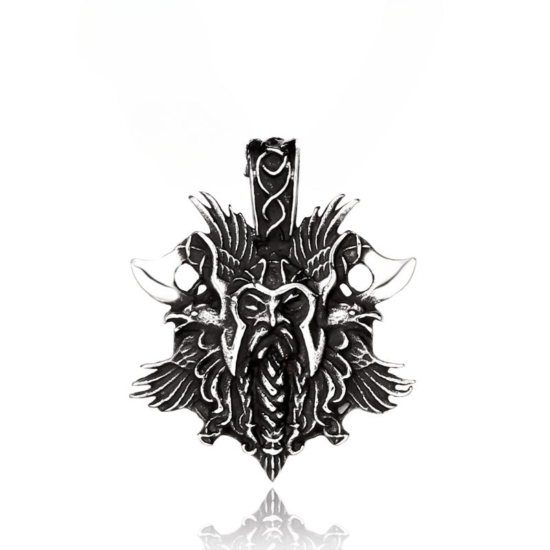 Viking Odin-Inspired Double Axe Pendant for Men - European and American Pirates Design in Titanium Steel and Stainless Steel