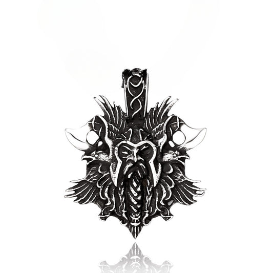 Viking Odin-Inspired Double Axe Pendant for Men - European and American Pirates Design in Titanium Steel and Stainless Steel