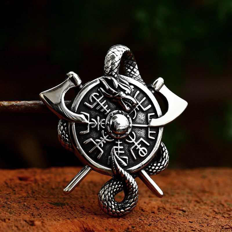 Viking-Inspired Double Axe Titanium Steel Pendant for Men - Wholesale Stainless Steel Jewelry Collection