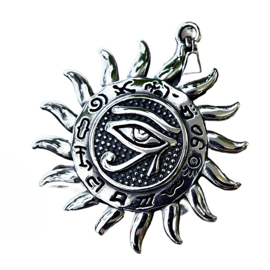 Titanium Steel Eye of Horus and Sunflower Pendant Jewelry for Men - Nordic Retro Style Wholesale