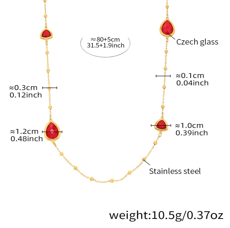 Planderful Water Drop Necklace Women Czech Glass Gold Plated