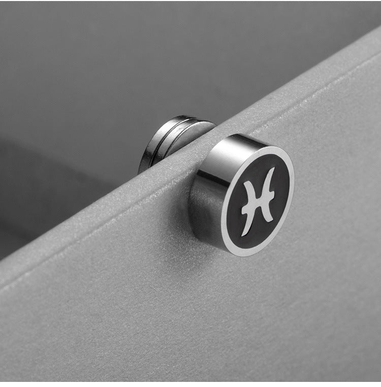 Titanium Steel Twelve Constellation Earrings for Men