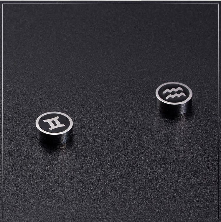 Titanium Steel Twelve Constellation Earrings for Men