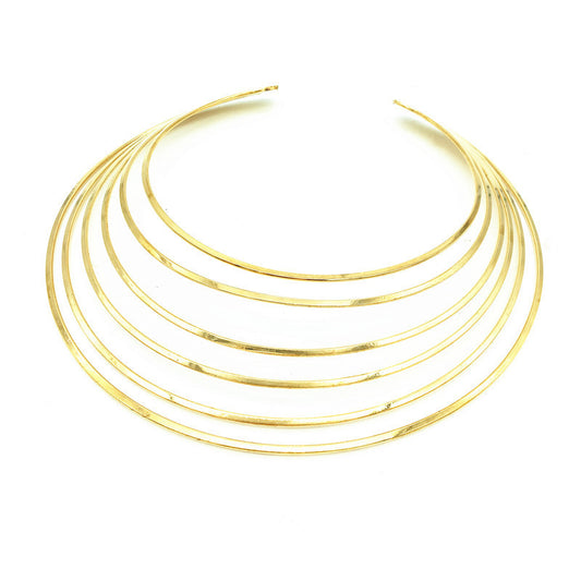 Exaggerated Multi-layer Metal Collar Choker Necklace from Big European and American Brands