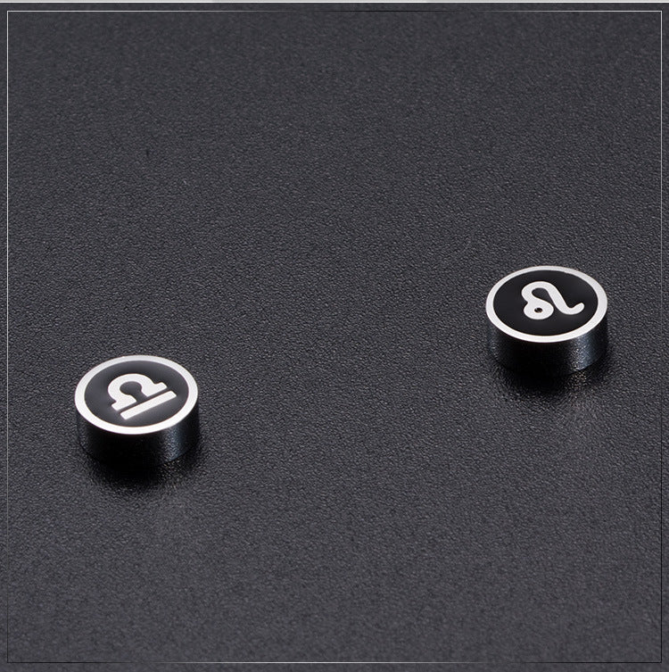 Titanium Steel Twelve Constellation Earrings for Men