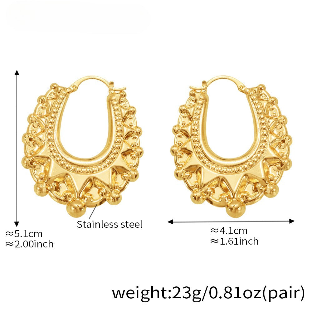 Planderful Gear Texture Earrings 18K Gold Plated Girls