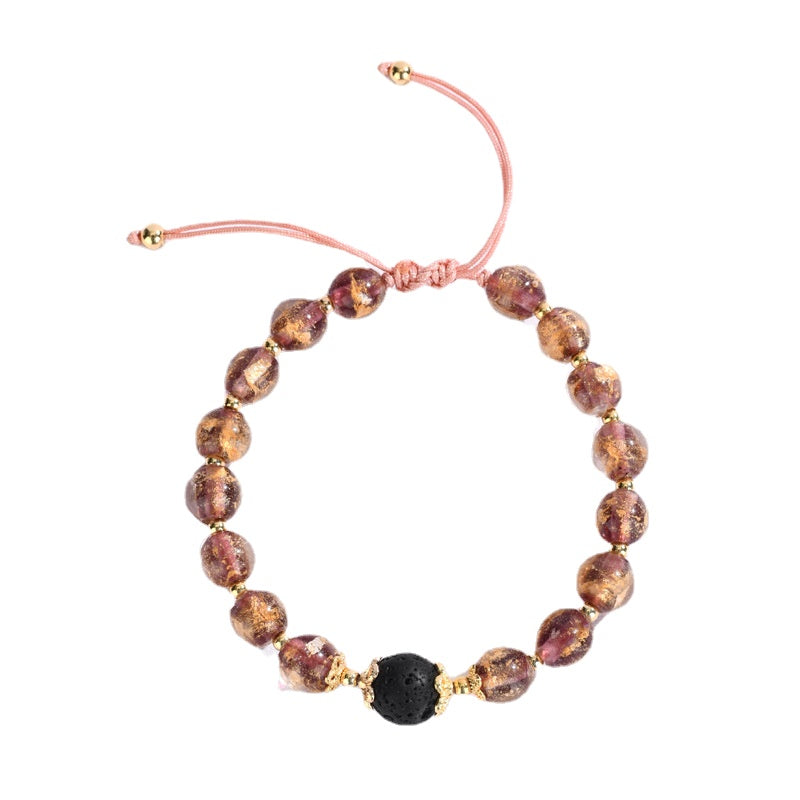 Luxurious Sterling Silver Crystal and Volcanic Stone Bracelet