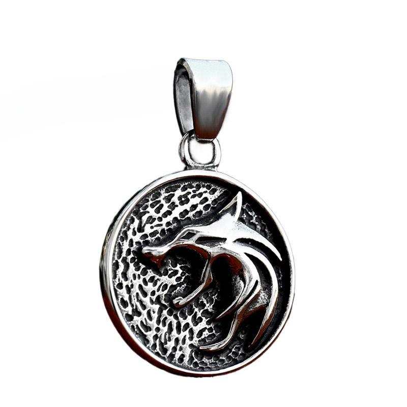 Titanium Steel Wolf Head Pendant - Trendy Punk Hip-Hop Accessory for Men