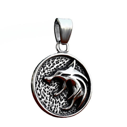 Titanium Steel Wolf Head Pendant - Trendy Punk Hip-Hop Accessory for Men