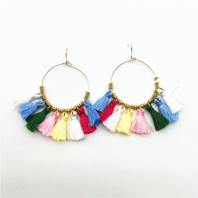 Exaggerated Personality Round Alloy Tassel Earrings - Vienna Verve Collection