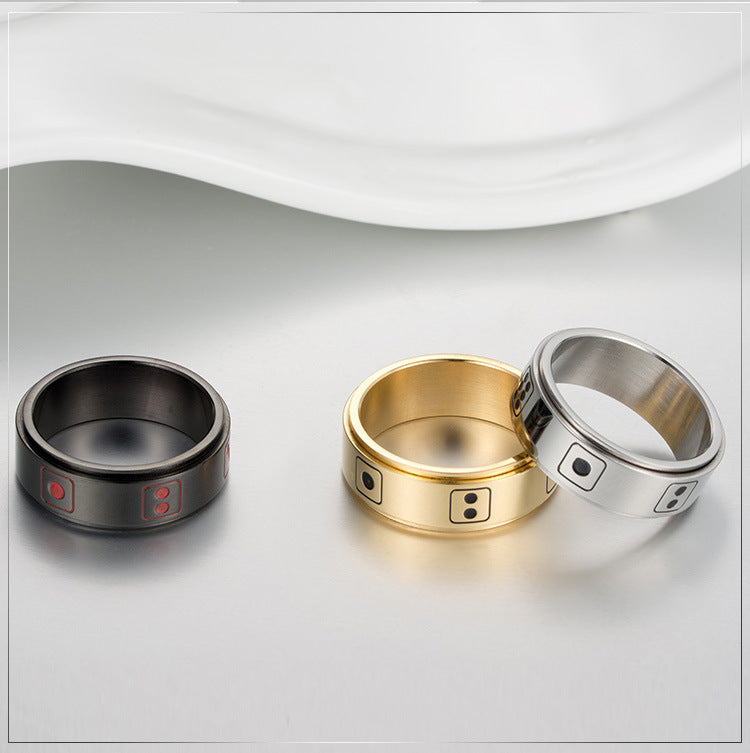 Planderful Personalized Decompression Ring Rotating Dice Stainless Steel For Fashion Lovers Unisex Sizes 7 To 12