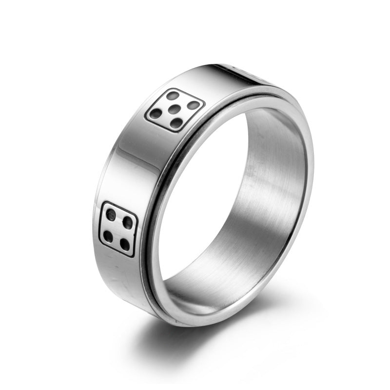 Mahjong Dice Rotatable Dice Ring Stainless Steel Gold-Plated