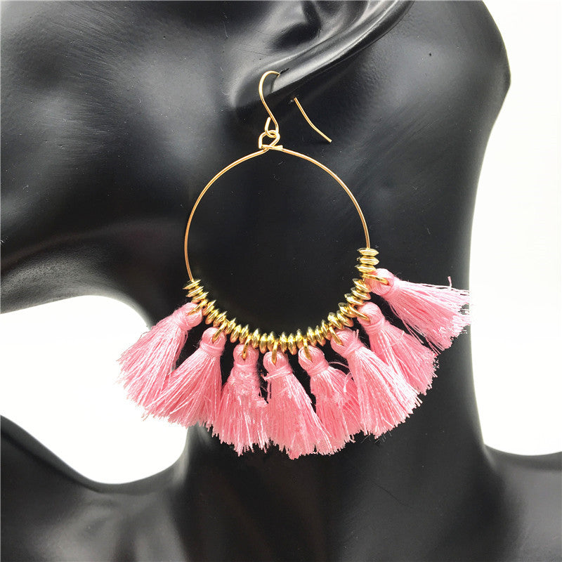 Exaggerated Personality Round Alloy Tassel Earrings - Vienna Verve Collection