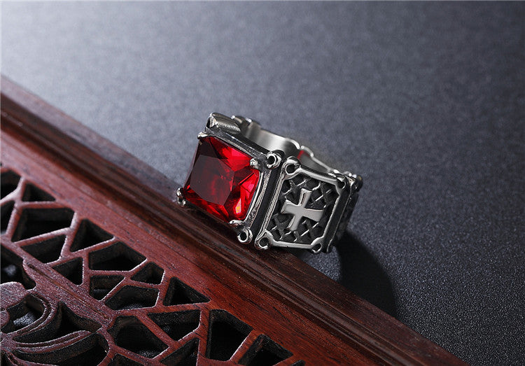 Planderful Zircon Cross Ring Titanium Steel Unisex Protection Jewelry for Him Bold Everyday