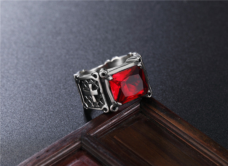 Planderful Zircon Cross Ring Titanium Steel Unisex Protection Jewelry for Him Bold Everyday
