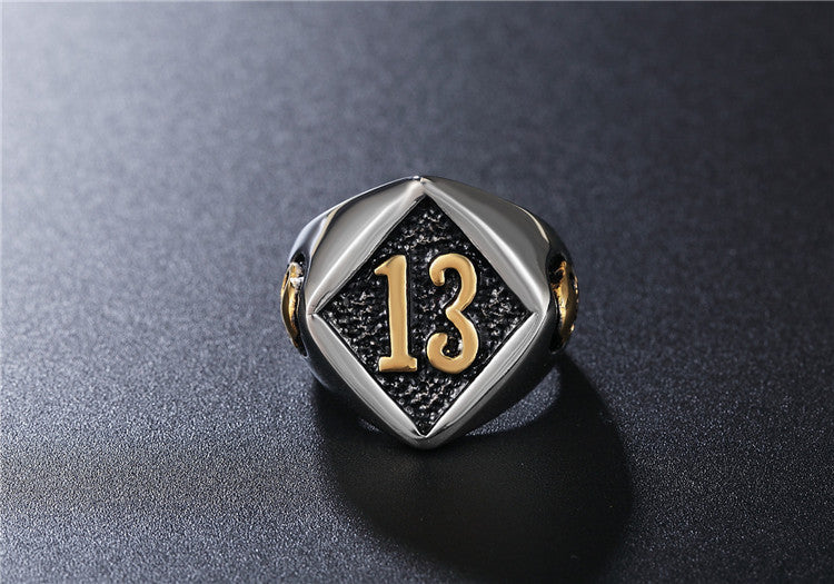 Punk Number 13 Skull Titanium Steel Ring
