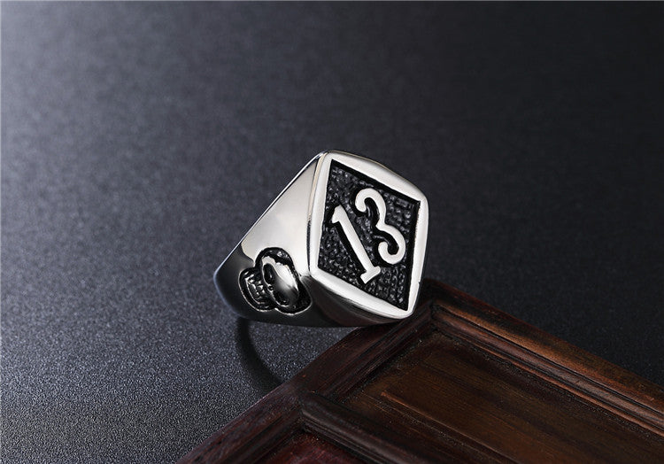 Punk Number 13 Skull Titanium Steel Ring