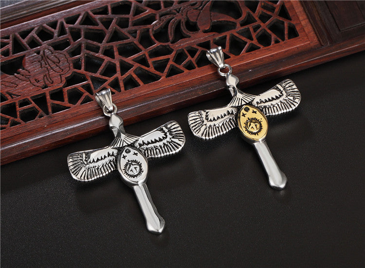 Eagle Wings Pendant Necklace Titanium Steel Unisex Bold Protection Charm Planderful For Men And Women