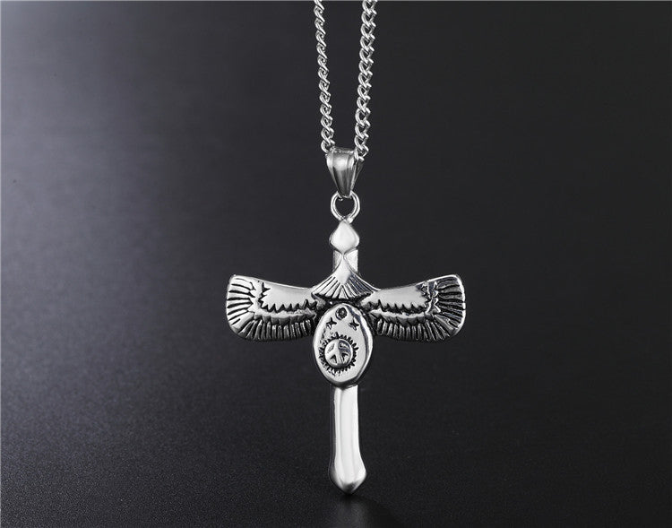 Eagle Wings Pendant Necklace Titanium Steel Unisex Bold Protection Charm Planderful For Men And Women