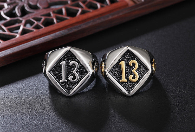 Punk Number 13 Skull Titanium Steel Ring