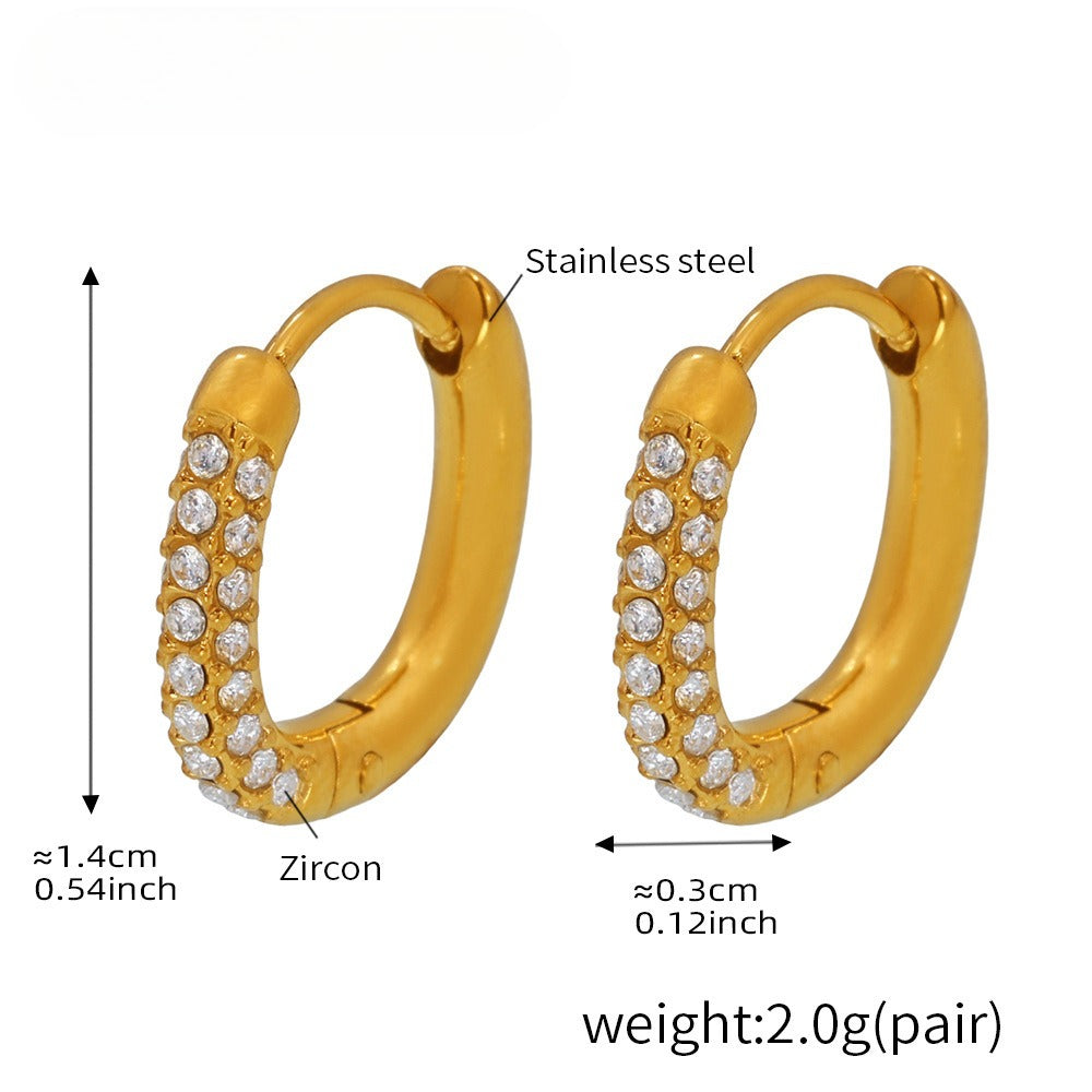 Planderful Stainless Steel Zircon Earrings 14mm For Women