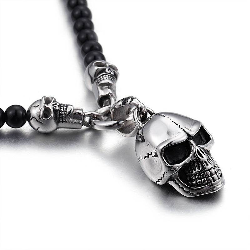 Punk-Inspired Personalized Smiling Skull Pendant Necklace for Men in Titanium Steel