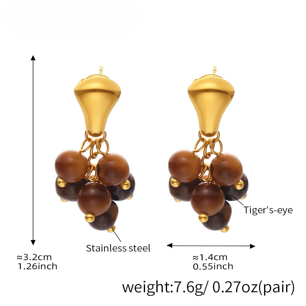 Planderful Tigers Eye Earrings Stainless Steel Luxury For Women