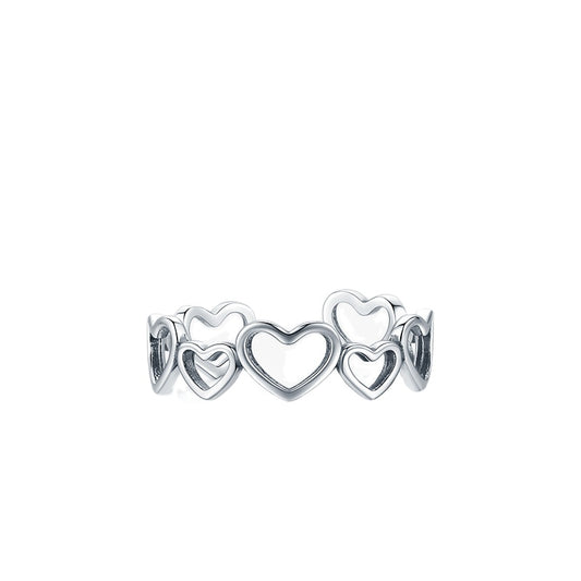Adjustable S925 Sterling Silver Irregular Heart-shaped Ring for Women