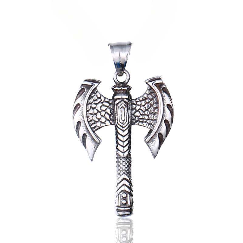 Nordic Viking Axe Pendant for Men - Titanium Steel Jewelry with Retro European & American Flair