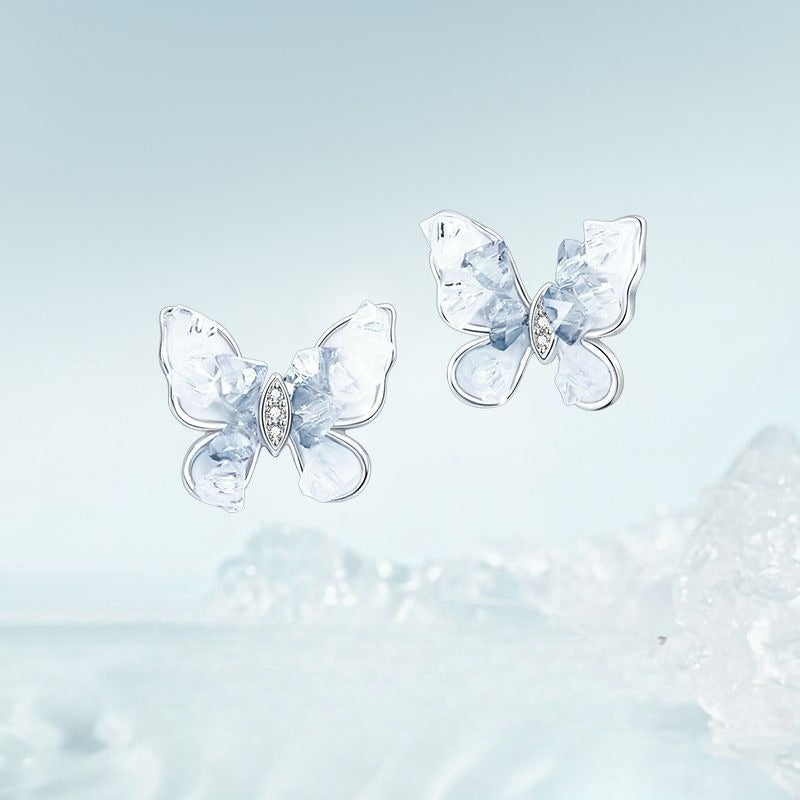 Planderful S925 Sterling Silver Butterfly Zircon Stud Earrings For Women Gift Idea Everyday Genie