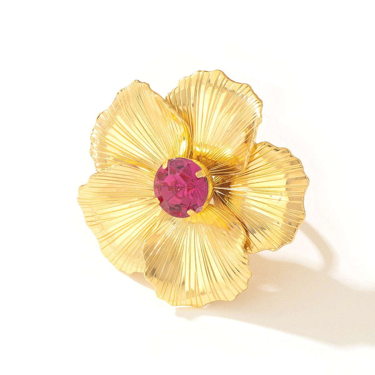 Elegant Metal Flower Gemstone Ring for Women by Planderful