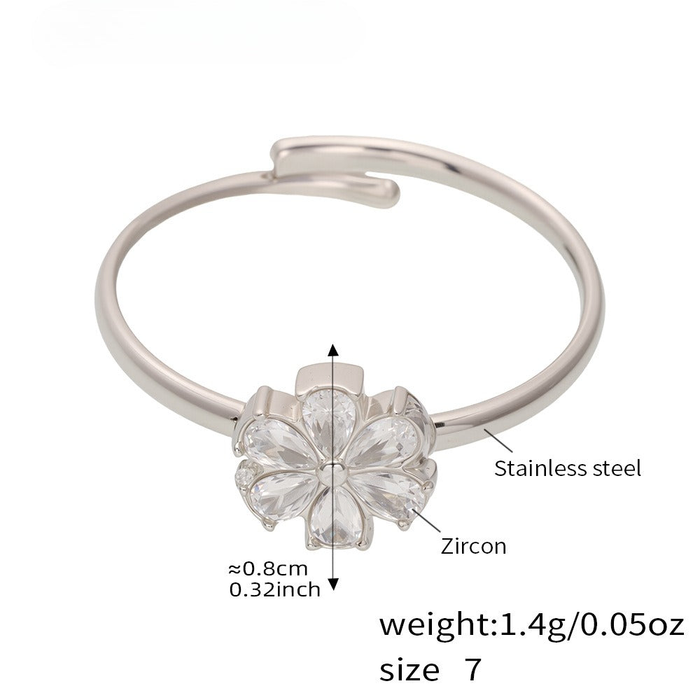 Planderful Zircon Water Drop Open Ring For Women Exquisite