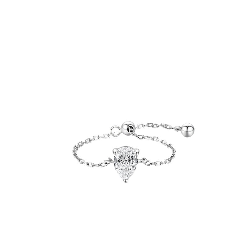 925 Sterling Silver Chain Zircon Ring