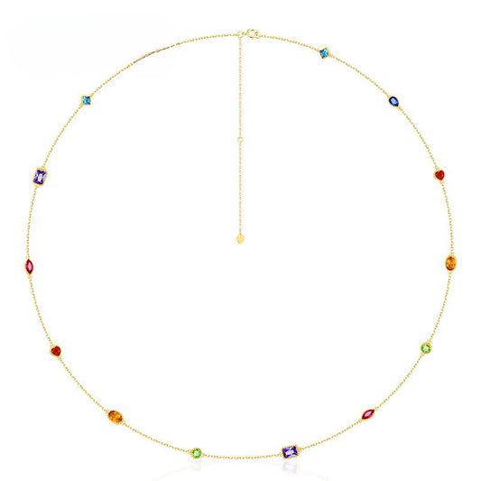 Beading Colourful Zircon Silver Necklace