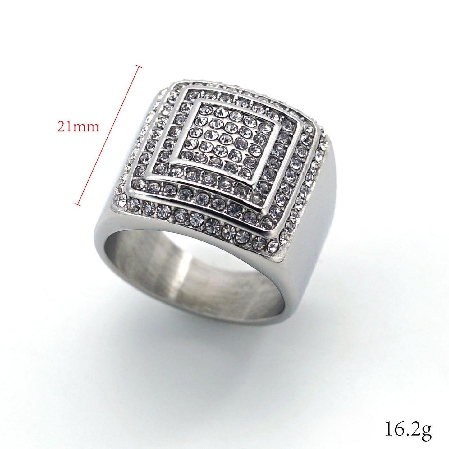 Planderful Titanium Zircon Four Layer Ring For Men And Unisex Luxury Hip Hop Style