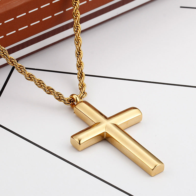 Stylish Titanium Steel Cross Pendant Necklace for Couples - Unisex Fashion Accessory