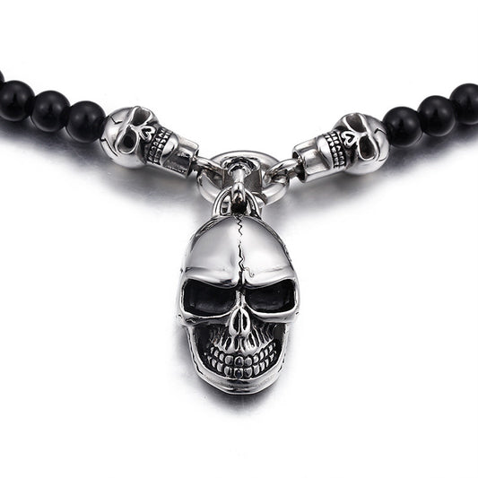 Punk-Inspired Personalized Smiling Skull Pendant Necklace for Men in Titanium Steel