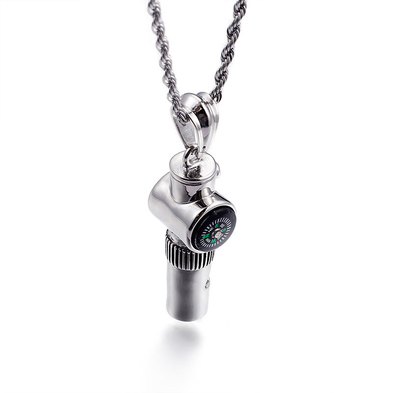 Titanium Steel Compass Pendant for Men and Women - Creative European and American Stainless Steel Jewelry