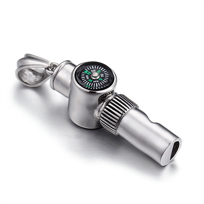 Titanium Steel Compass Pendant for Men and Women - Creative European and American Stainless Steel Jewelry