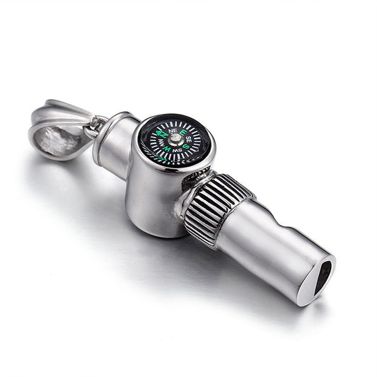 Titanium Steel Compass Pendant for Men and Women - Creative European and American Stainless Steel Jewelry