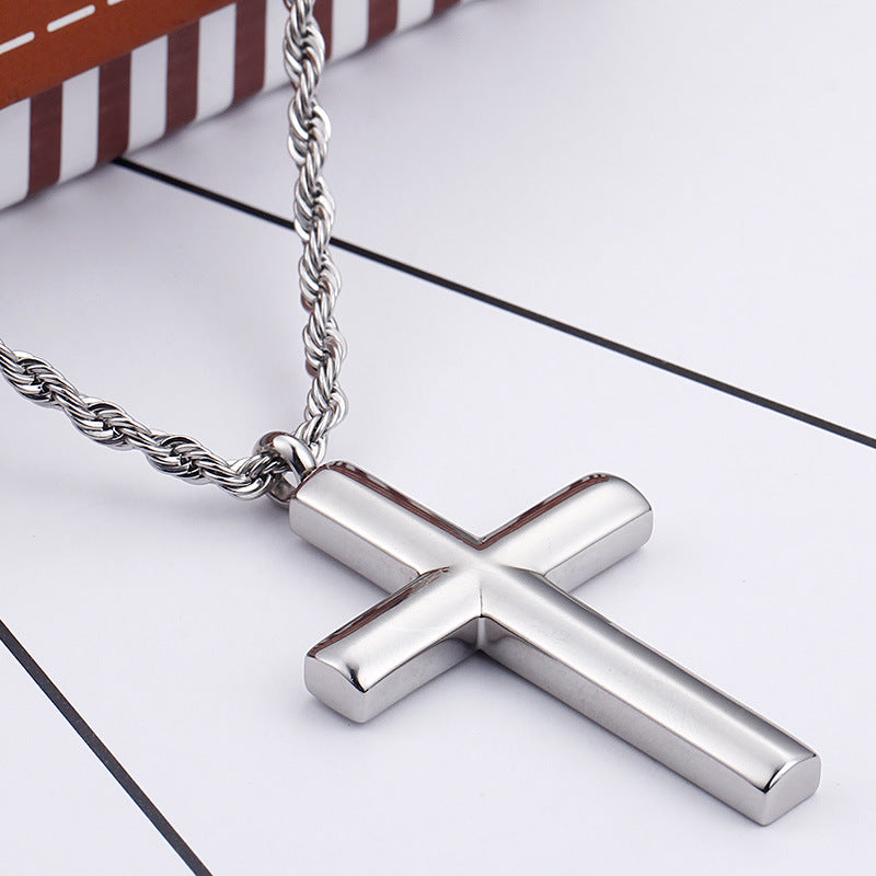 Stylish Titanium Steel Cross Pendant Necklace for Couples - Unisex Fashion Accessory